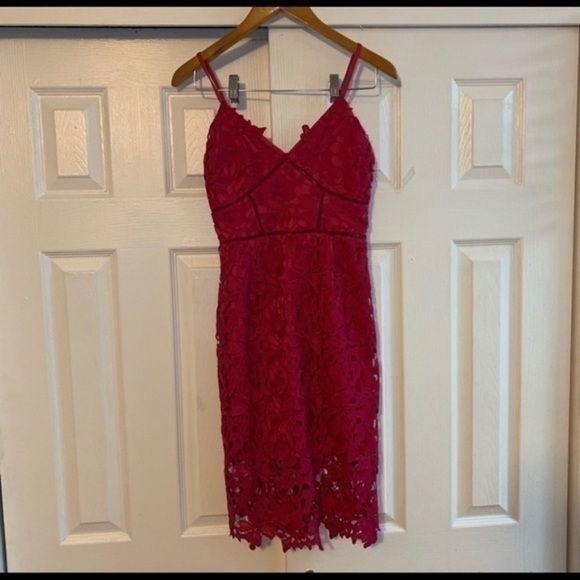 Chemical Lace Slip Dress in Hot Fuchsia Size XS - Picture 2 of 8